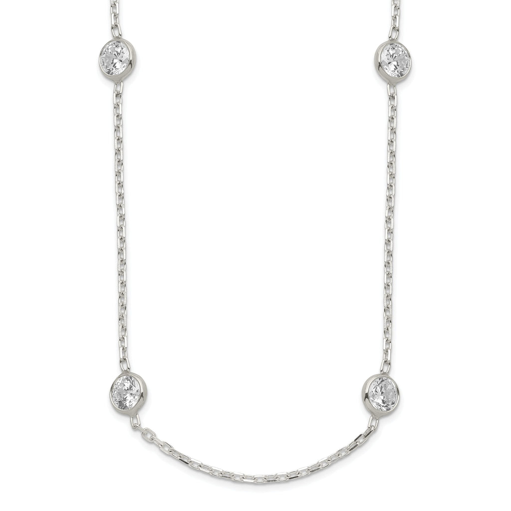9-Station CZ Necklace in Sterling Silver