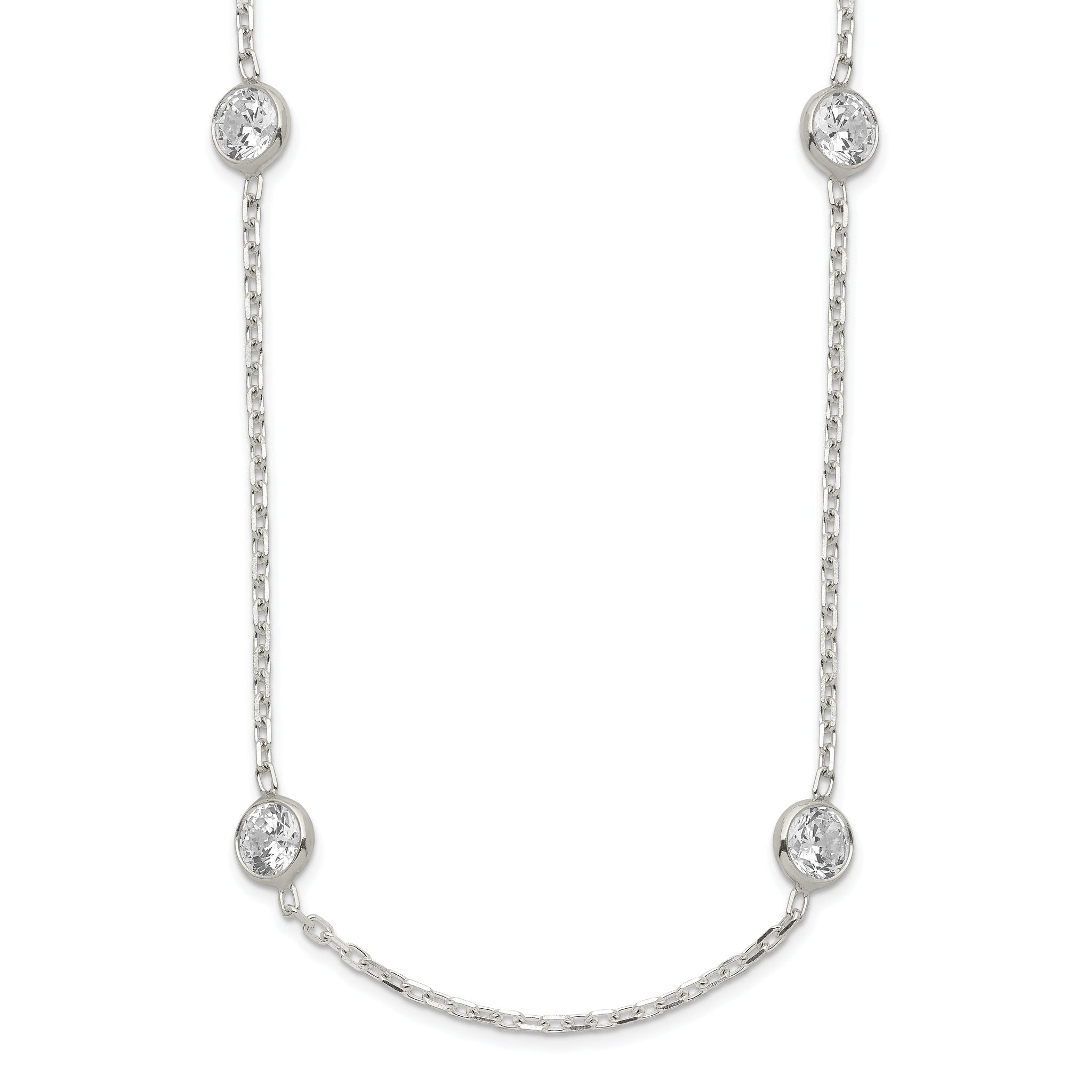 9-Station CZ Necklace in Sterling Silver