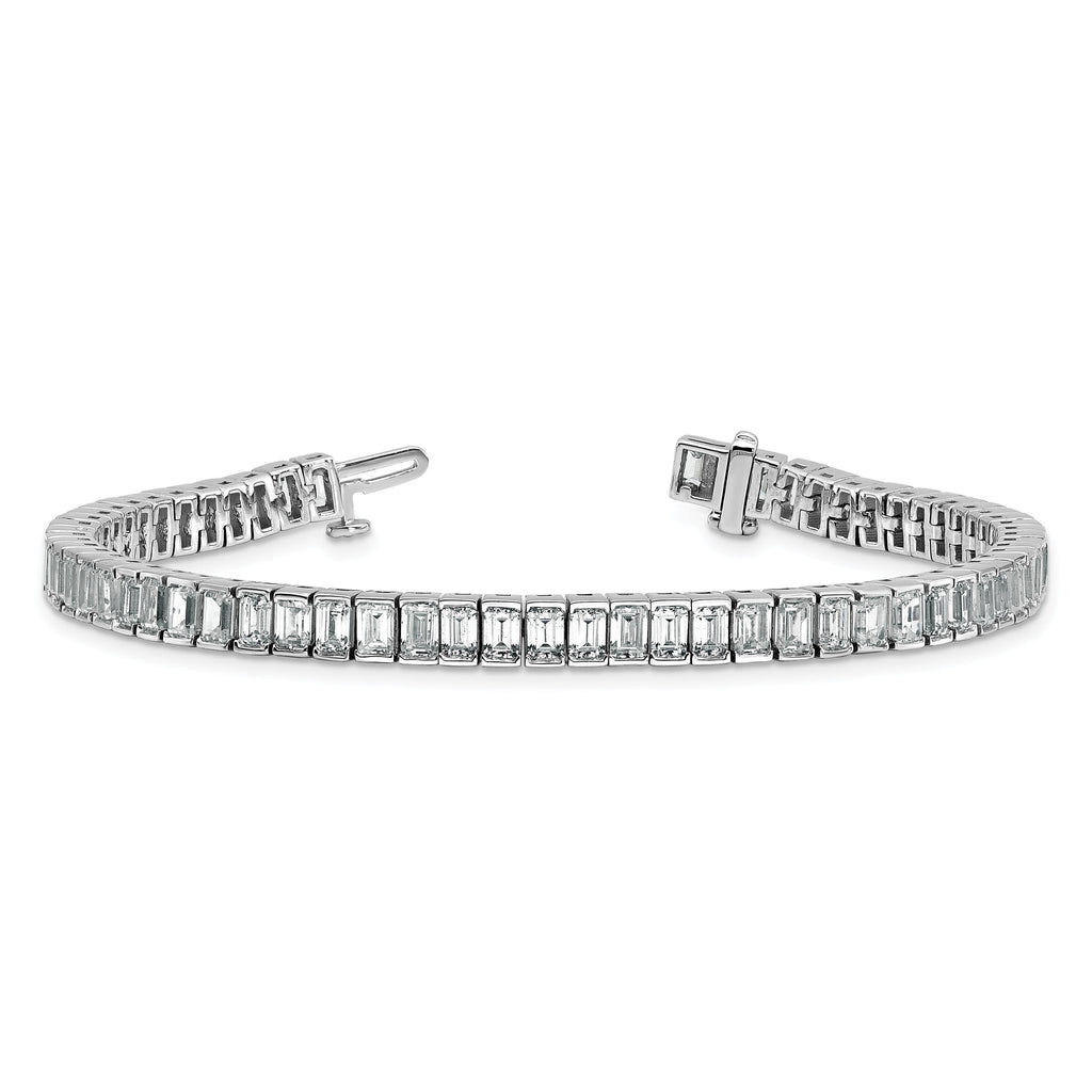 14k White Gold 10 carat Certified Lab Grown Diamond VS+ F+ Complete Emerald Bezel Set Tennis Bracele