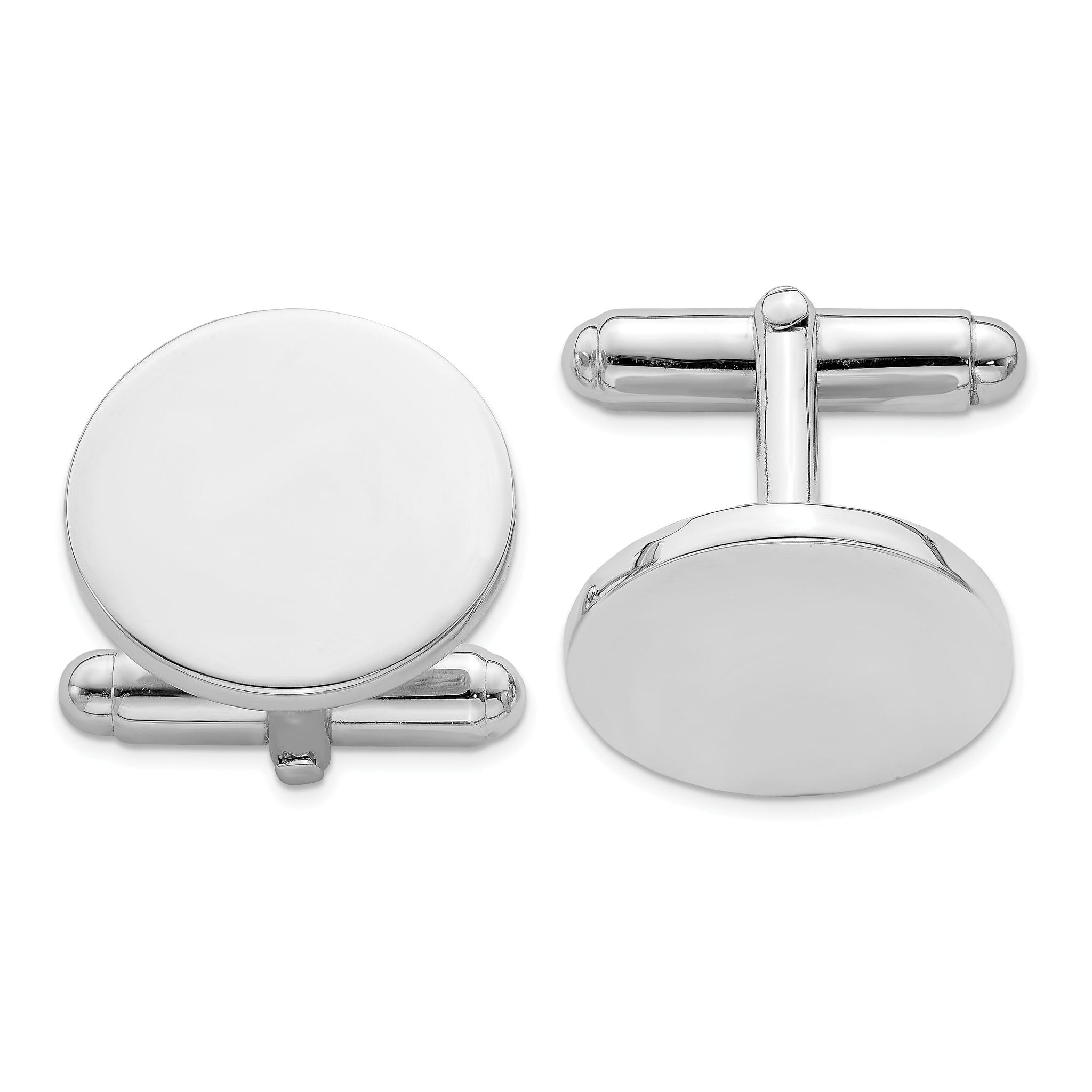 Polished Sterling Silver Round Cuff Links