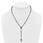 Sterling Silver Black Rhodium-plated Crystal 18.5 inch with 0.5 inch extender Rosary Necklace