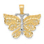 10K Gold Butterfly Pendant with Rhodium Accents, Polished Finish
