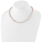 Sterling Silver Rhodium-plated 6-7mm Purple Near-Round Freshwater Cultured Pearl 16 inch Necklace