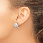 Sterling Silver Polished and Woven D/C Circle Omega Back Post Earrings