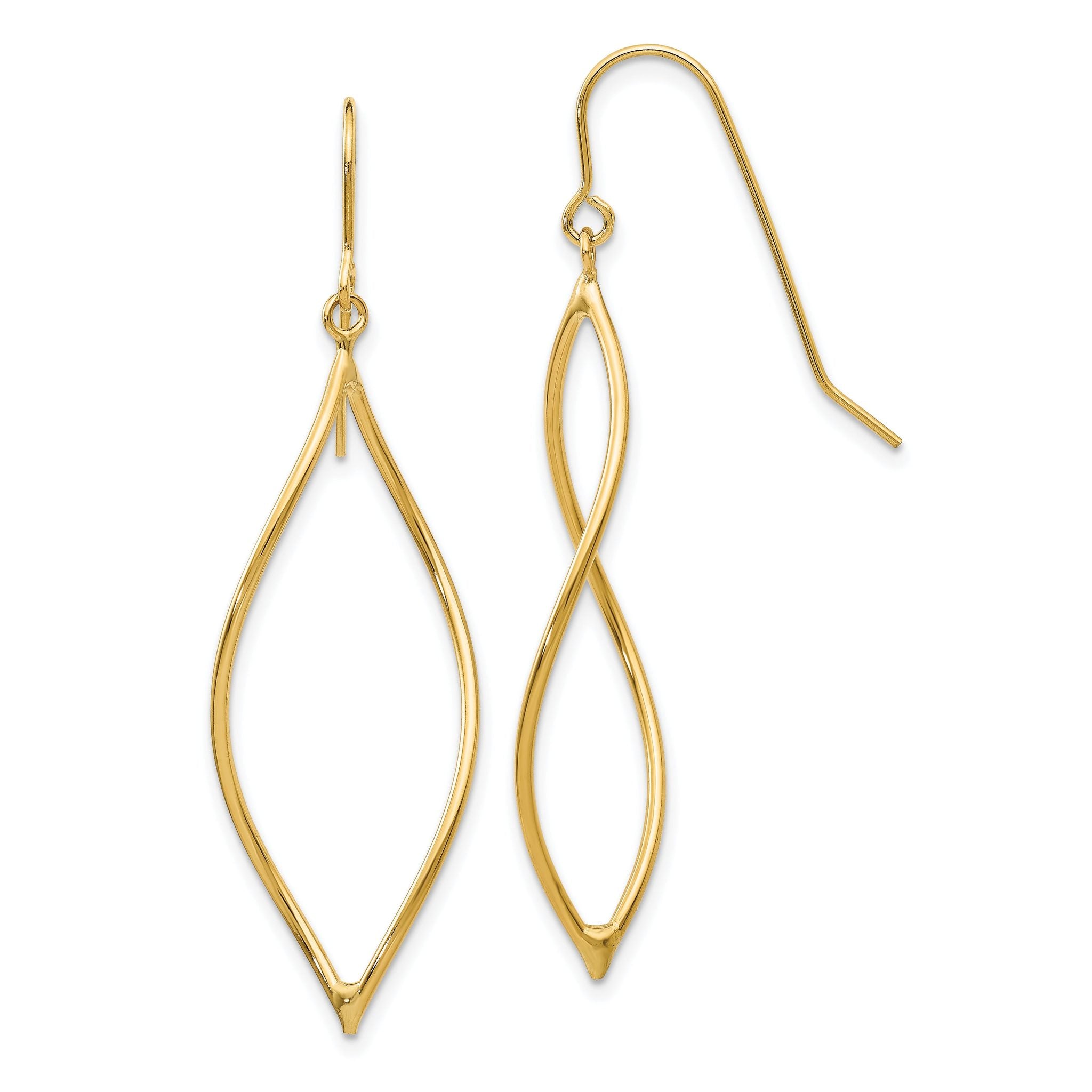 14k Polished Twisted Oblong Dangle Earrings Main image