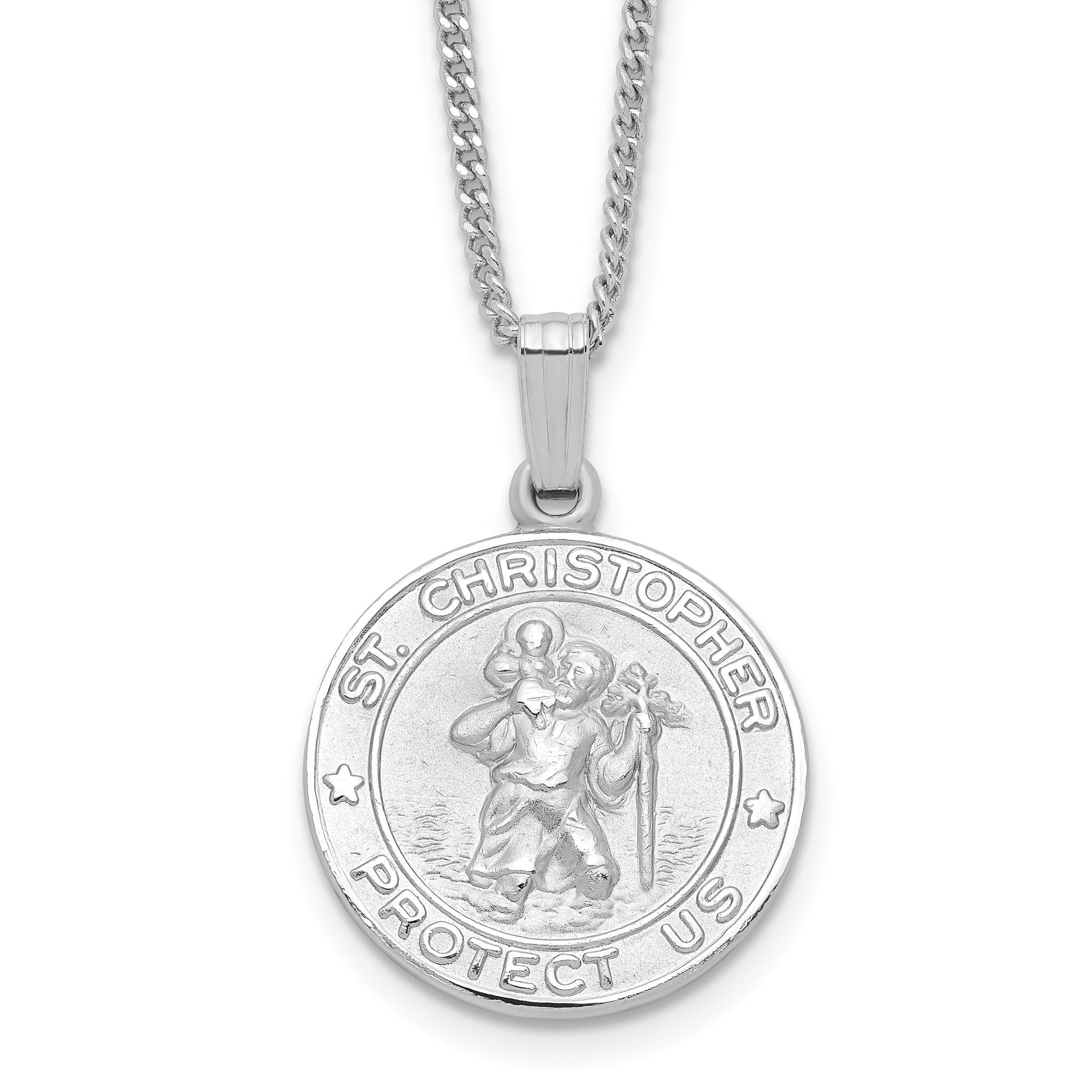 Kelly Waters Rhodium-plated St. Christopher Medal 24 inch Necklace Main image