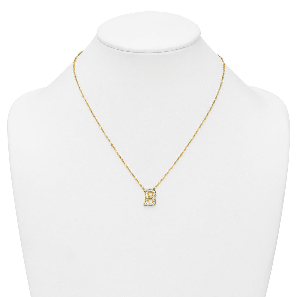 14k 1/2 carat Lab Grown Diamond VS+ F+ Complete Letter B 18 inch Initial Necklace