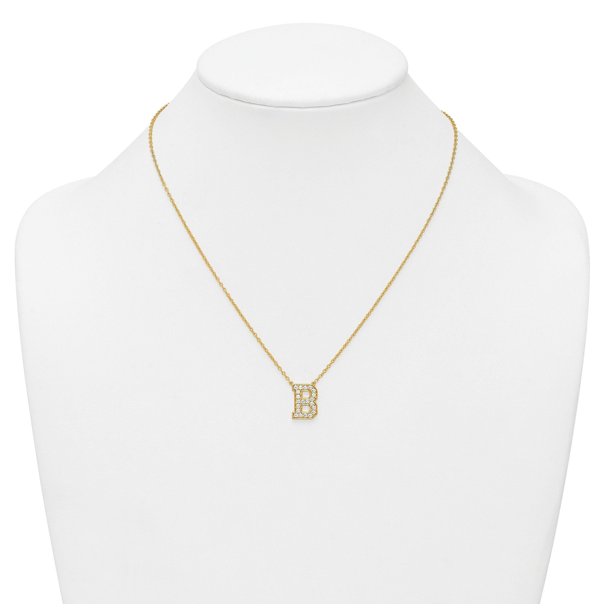 14k 1/2 carat Lab Grown Diamond VS+ F+ Complete Letter B 18 inch Initial Necklace