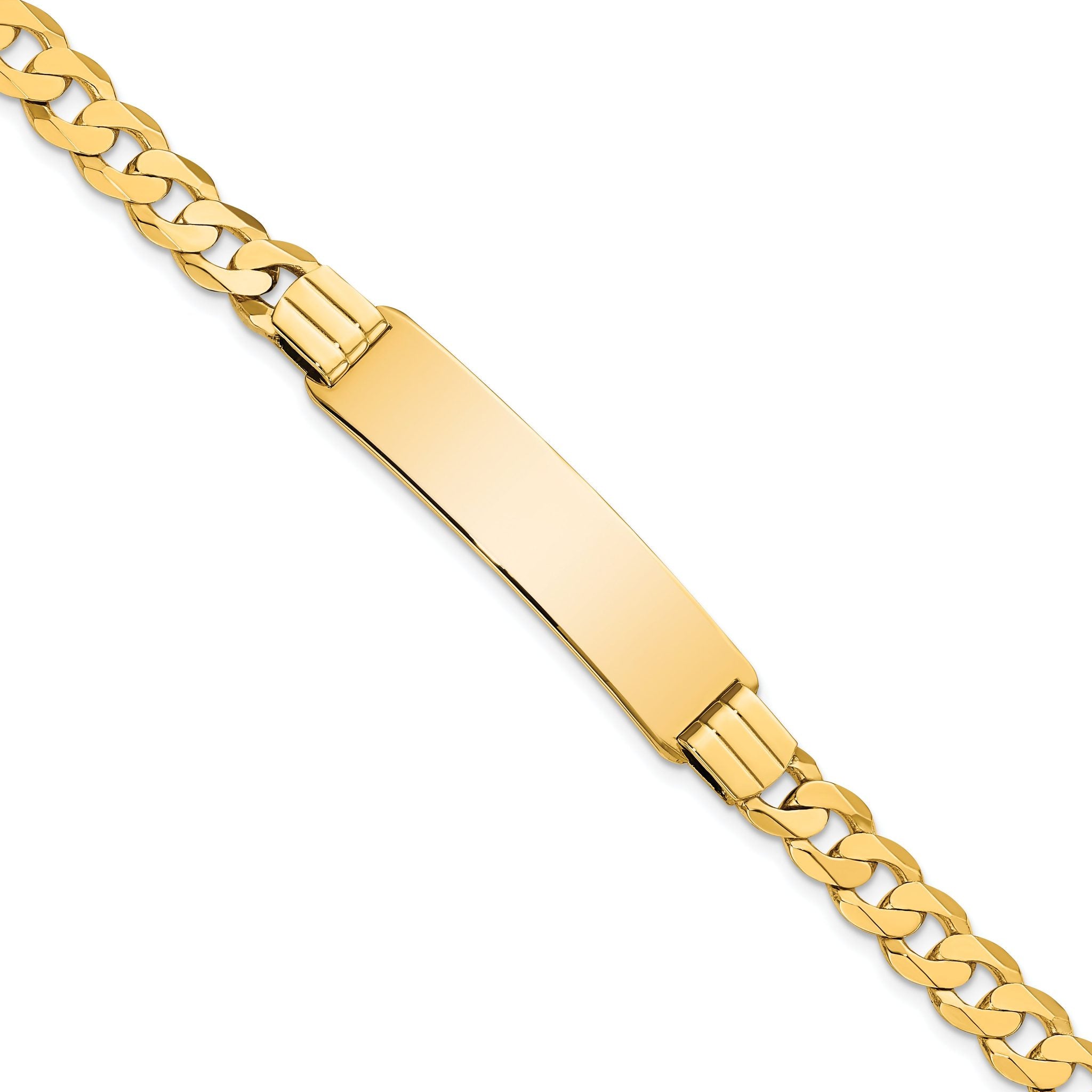 10k Polished Solid Chain/Solid Plate Curb Link 37x9mm Plate 7 inch ID Bracelet Main image