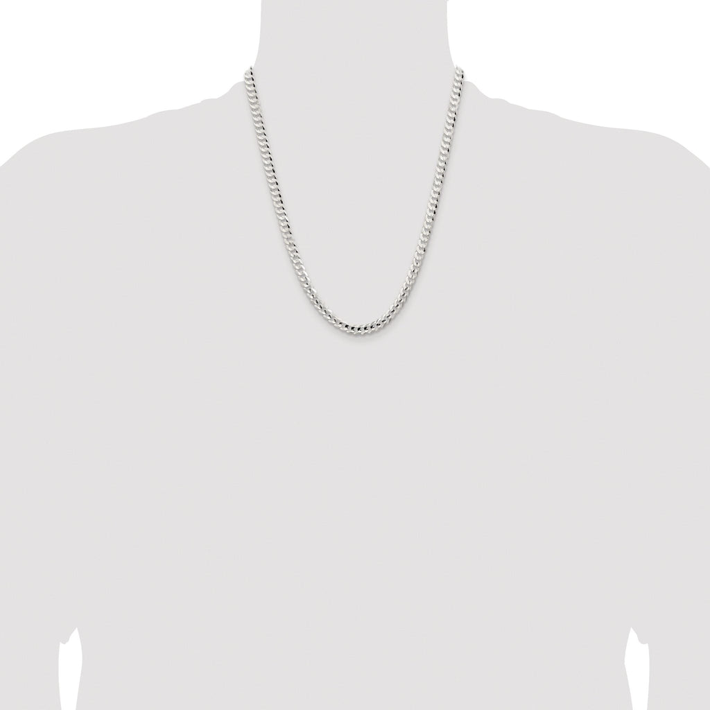 Concave Beveled Curb Chain in Sterling Silver, 5.65mm