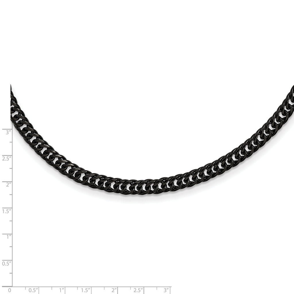 Chisel Stainless Steel Polished Black IP-plated 24 inch Double Curb Chain Necklace