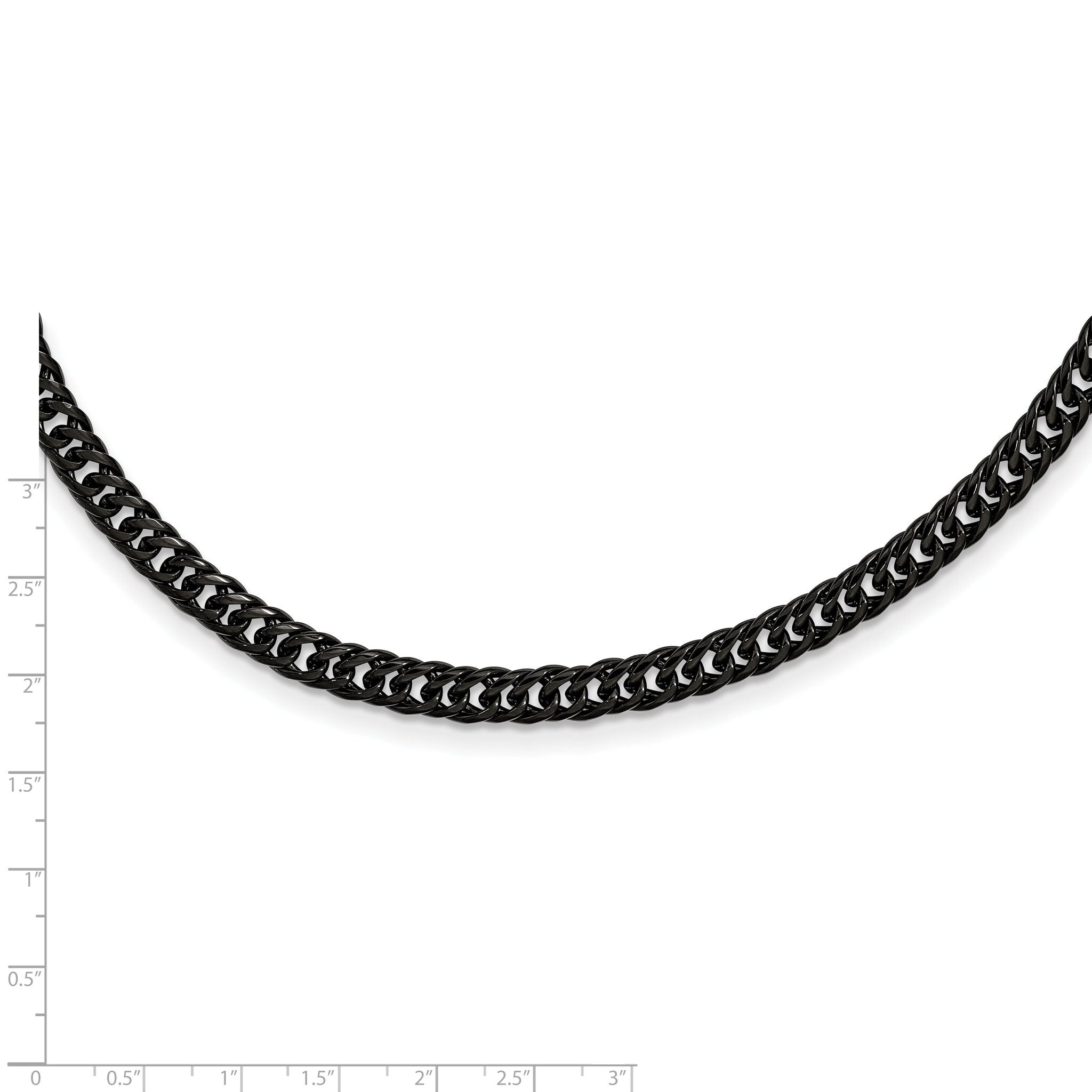 Chisel Stainless Steel Polished Black IP-plated 24 inch Double Curb Chain Necklace