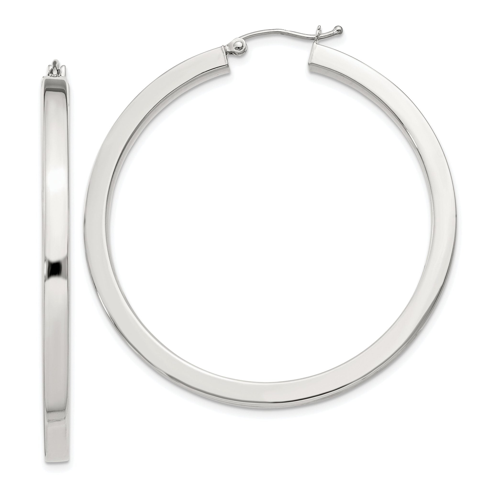 Sterling Silver 3x45mm Square Tube Hoop Earrings Main image