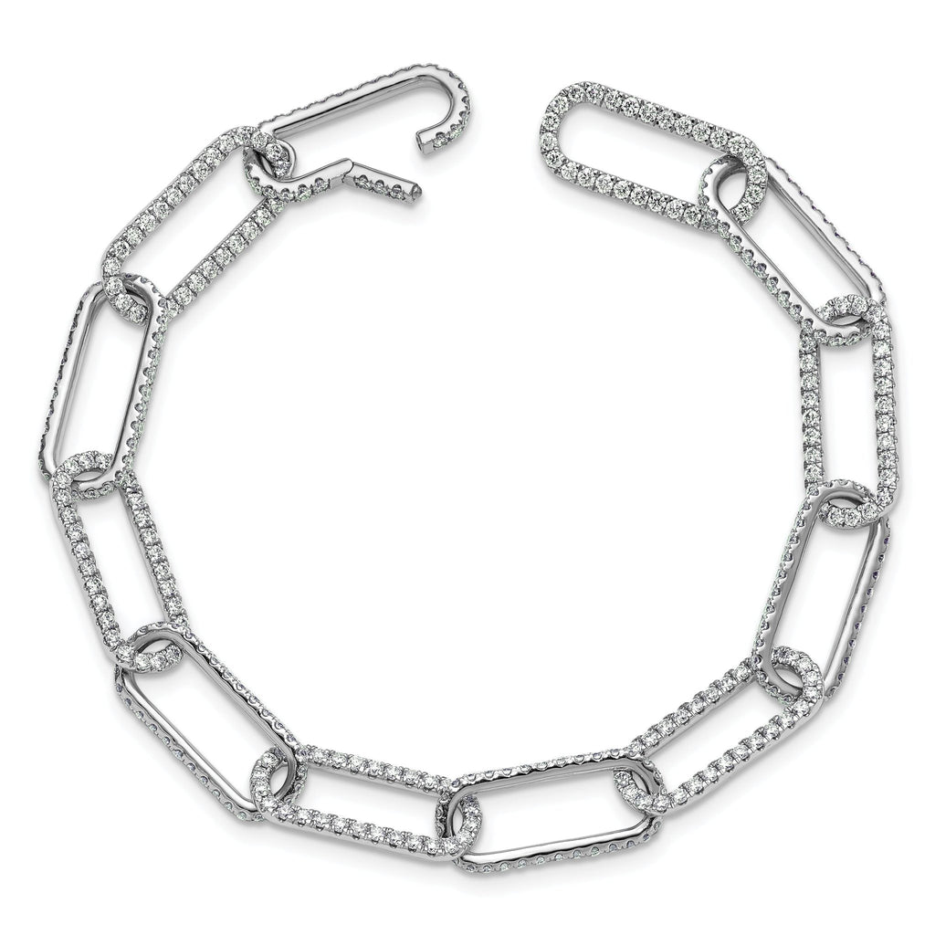 True Origin 14k White Gold 3 1/2 carat Lab Grown Diamond VS+ F+ 7 inch Link Bracelet with a 1 inch extension