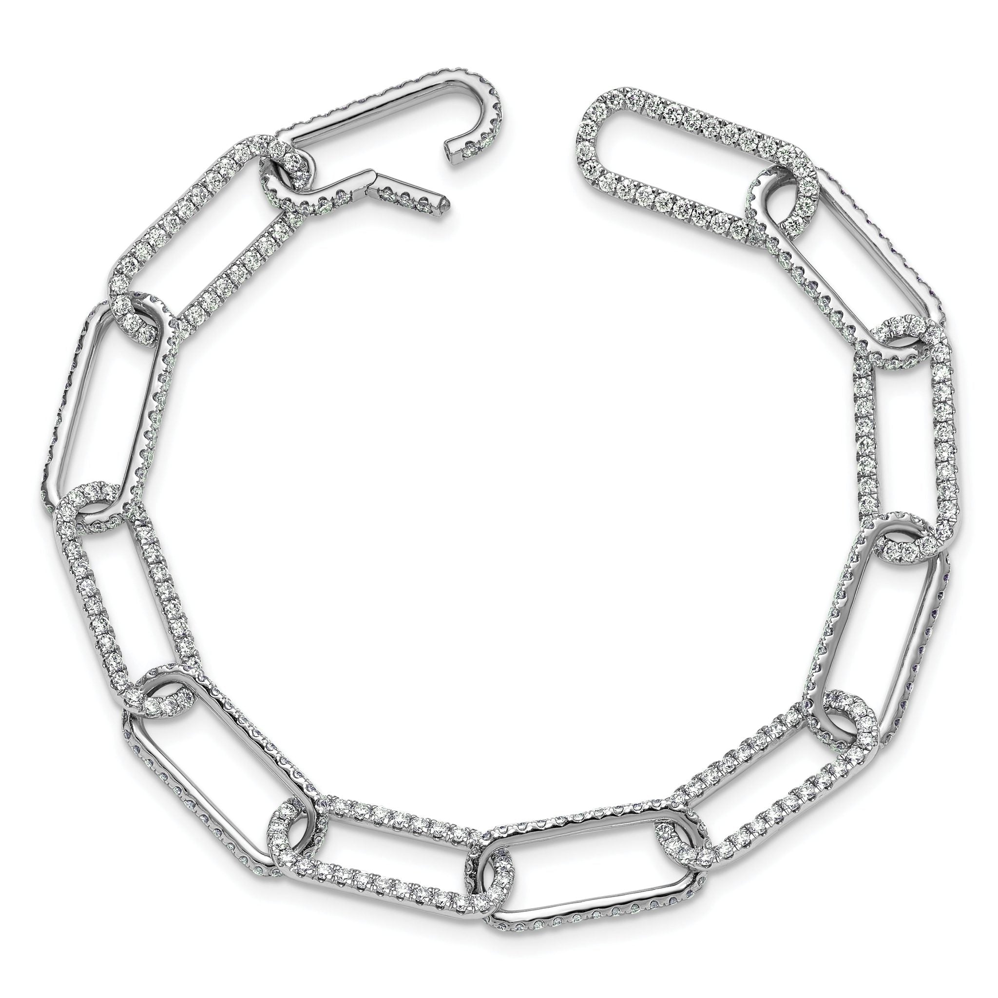 True Origin 14k White Gold 3 1/2 carat Lab Grown Diamond VS+ F+ 7 inch Link Bracelet with a 1 inch extension