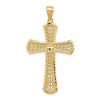 14K Gold Diamond-Cut Filigree Cross Pendant Elegant Casted Design