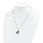Brilliant Embers Sterling Silver Rhodium-plated 170 Stone 18 inch Micro PavÃƒÆ’Ã†â€™Ãƒâ€šÃ‚Â¢ÃƒÆ’Ã‚Â¢Ãƒâ€šÃ¢â‚¬Å¡Ãƒâ€šÃ‚Â¬ÃƒÆ’Ã¢â‚¬Â¦Ãƒâ€šÃ‚Â¡ Black and White CZ Heart Necklace with 2 Inch Extender