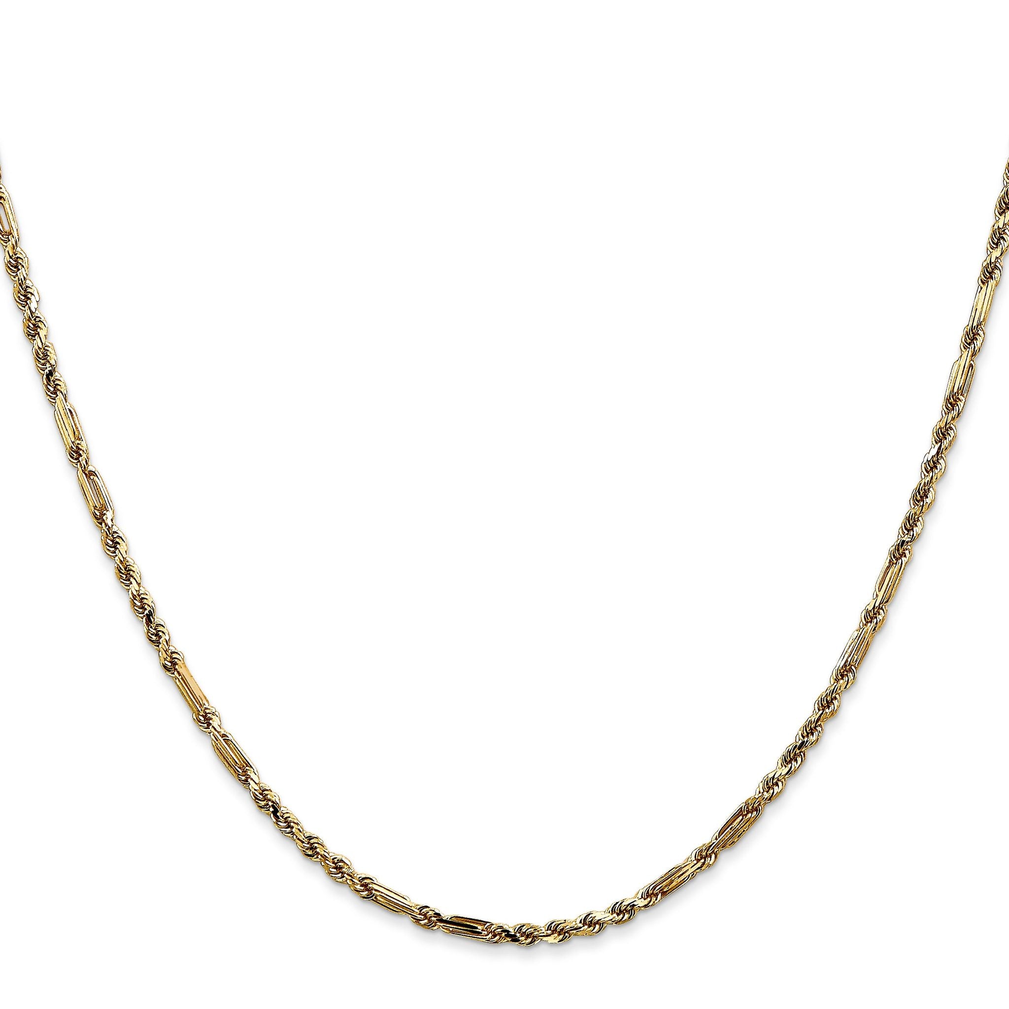 14K 16 inch  2.25mm Diamond-cut Milano Rope with Lobster Clasp Chain Secondary image