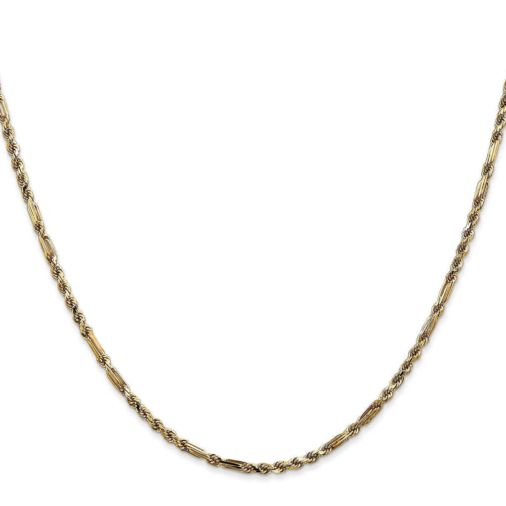14K 16 inch  2.25mm Diamond-cut Milano Rope with Lobster Clasp Chain