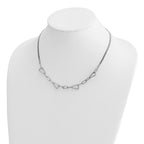 Sterling Silver RH-pl Pol. Geometric 2-strand w/2in ext. Necklace