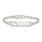 Sterling Silver Baby ID with Cut-out Heart Bracelet