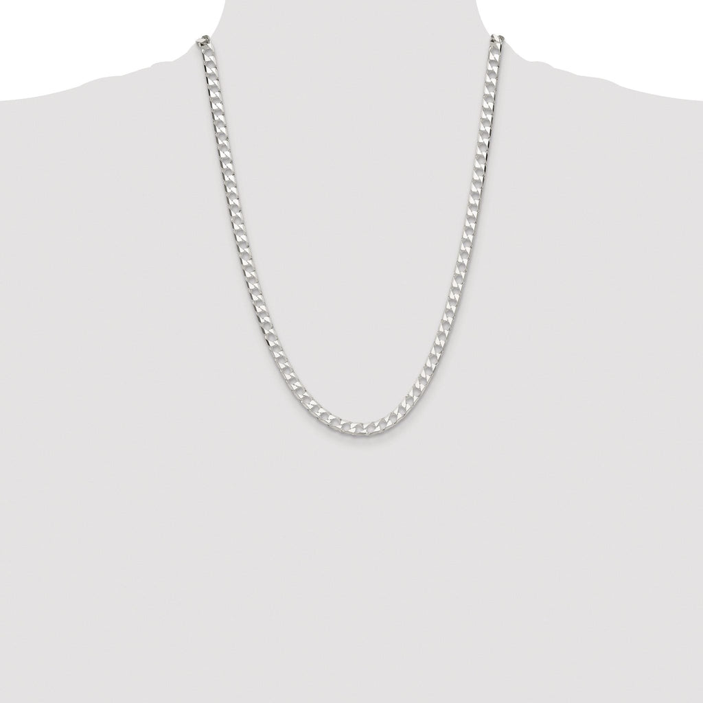 Sterling Silver Rhodium-plated 5.75mm D/C Square Curb Chain