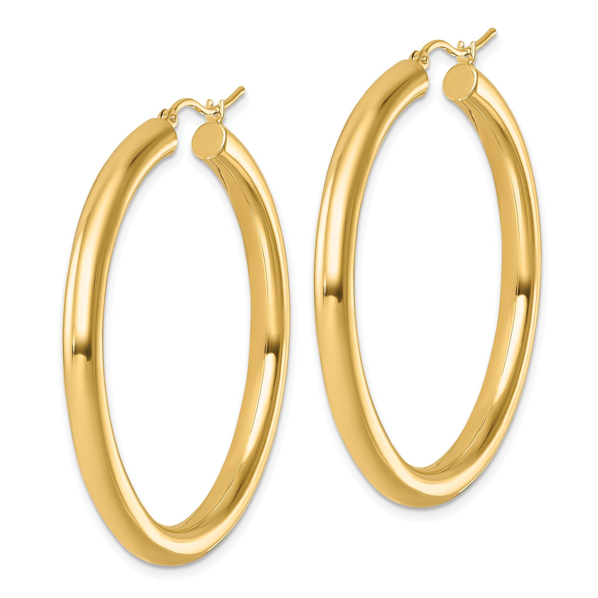 14k Polished 4mm Polished Hoop Earrings Secondary image