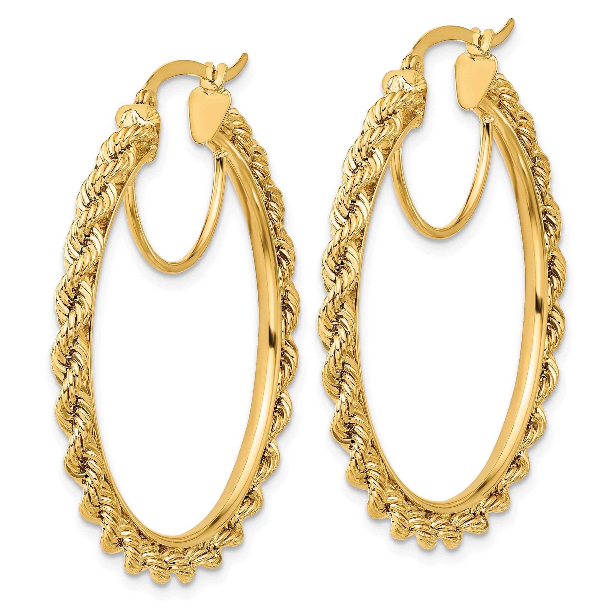 14k Polished and D/C Rope 2.95mm Hoop Earrings Secondary image