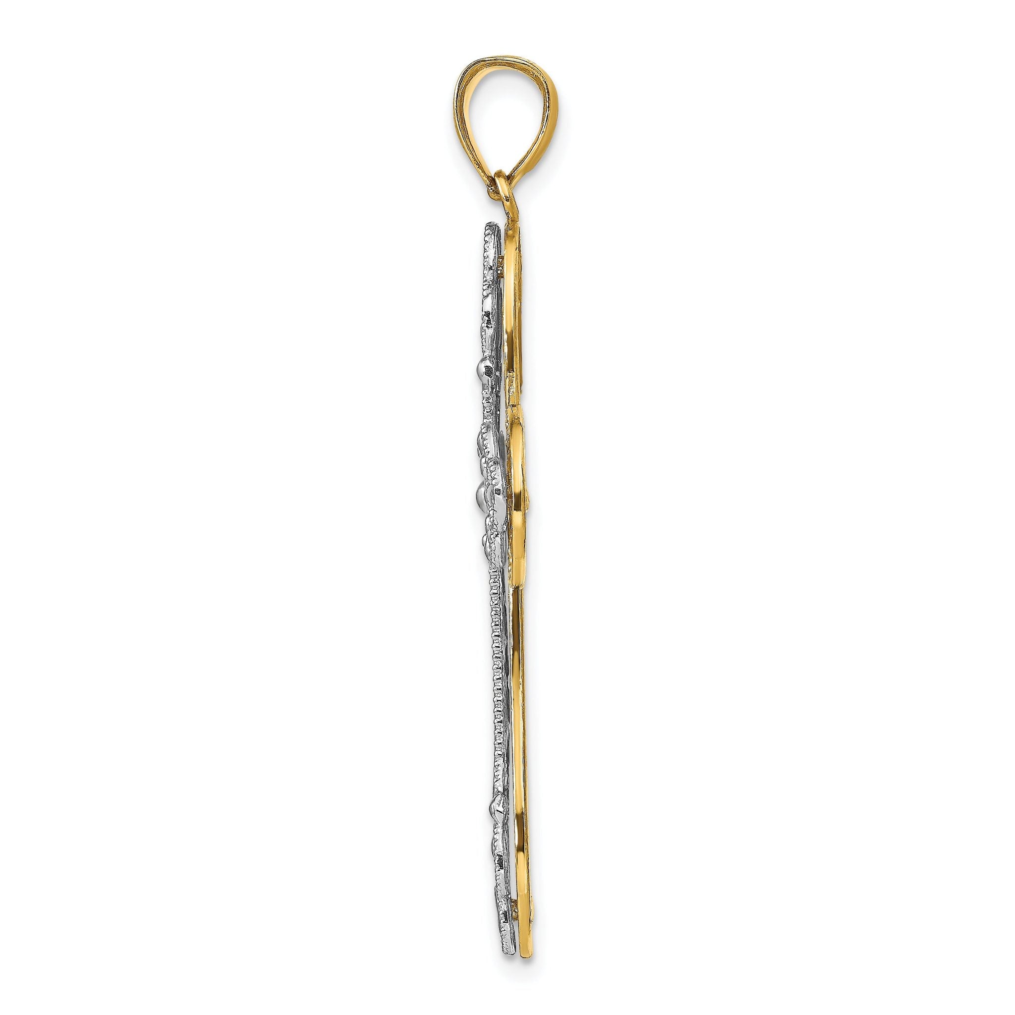 14K Two-Tone Gold Diamond-Cut Layered Cross Pendant  Elegant Religious Charm Secondary image