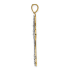 14K Two-Tone Gold Diamond-Cut Layered Cross Pendant  Elegant Religious Charm