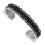 Stainless Steel Antiqued and Polished with Textured Leather Inlay 12mm Cuff Bangle Bracelet