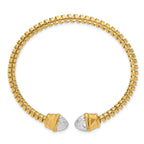 14K with Rhodium Diamond-cut Fancy Spiral Cuff Bracelet