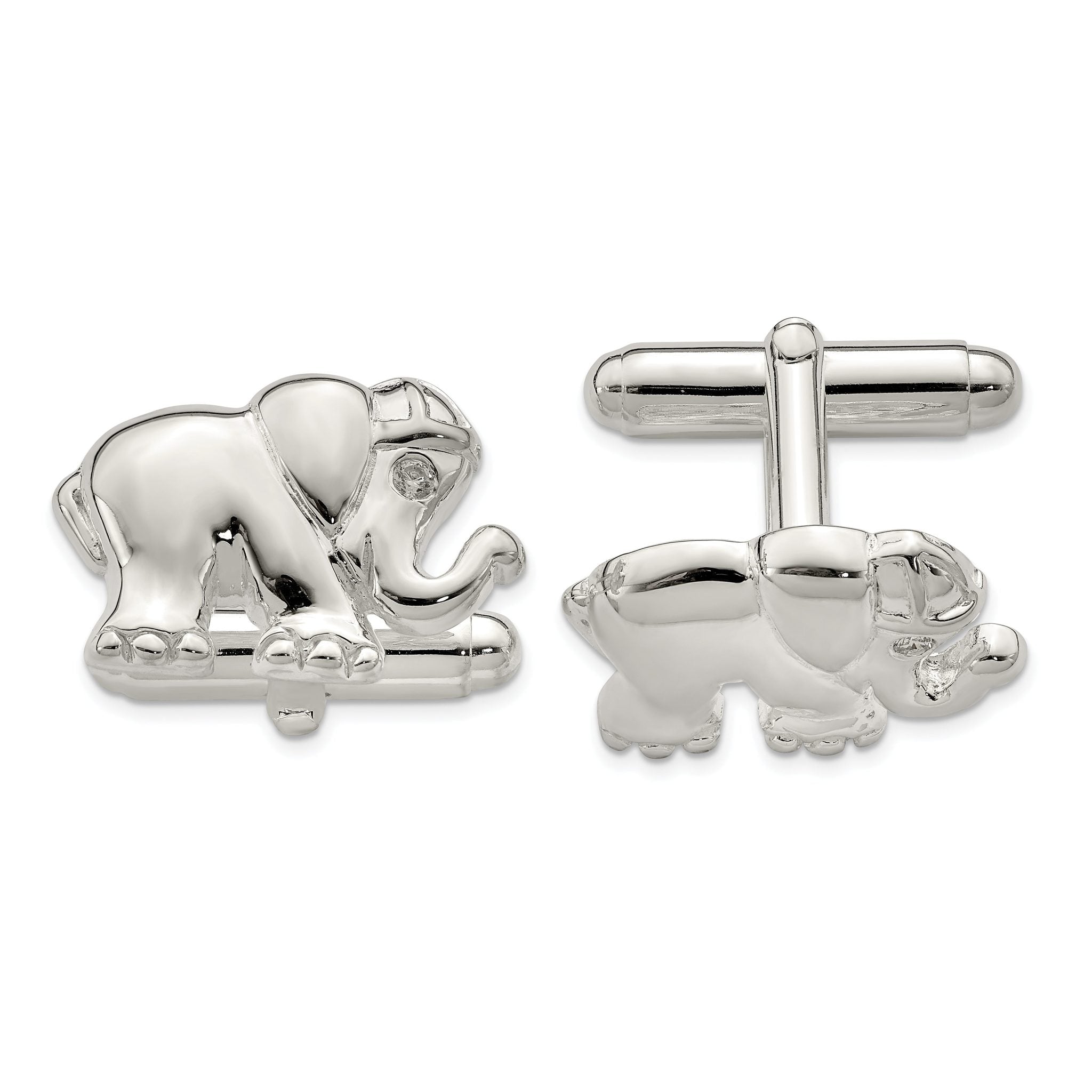Sterling Silver CZ Elephant Cuff Links Main image