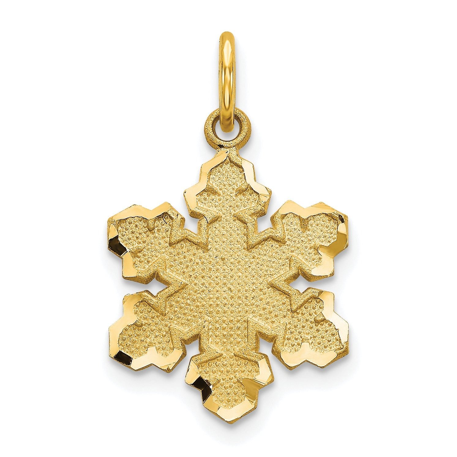 10K Solid Gold Snowflake Charm with Satin Brushed Finish  Elegant, Timeless Design