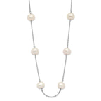 14K White Gold Freshwater Pearl Necklace with Rhodium Finish
