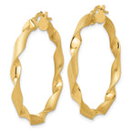14K Polished and Brushed Twisted Hoop Earrings
