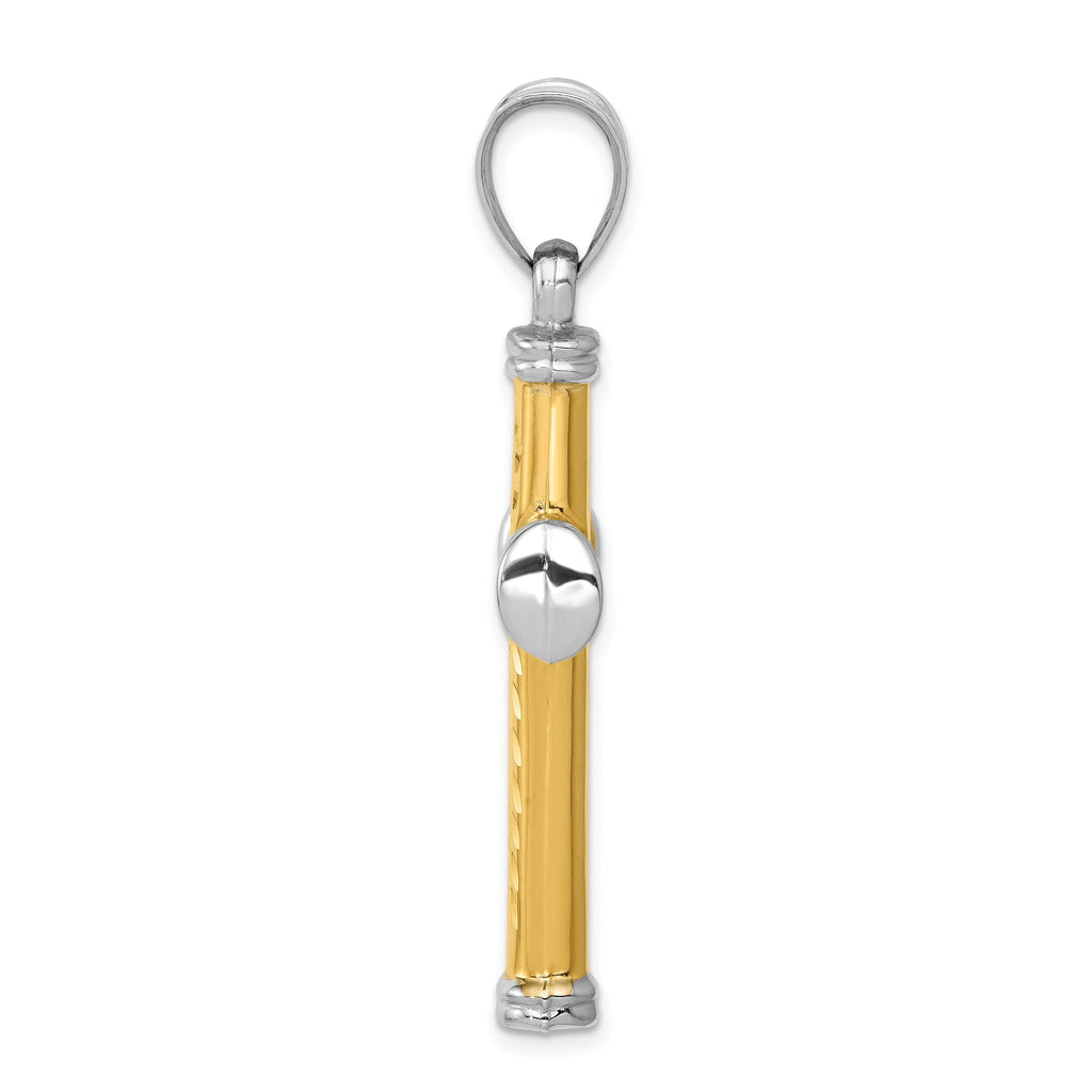 14K Two-Tone Gold Reversible Cross Pendant with Rhodium Accents