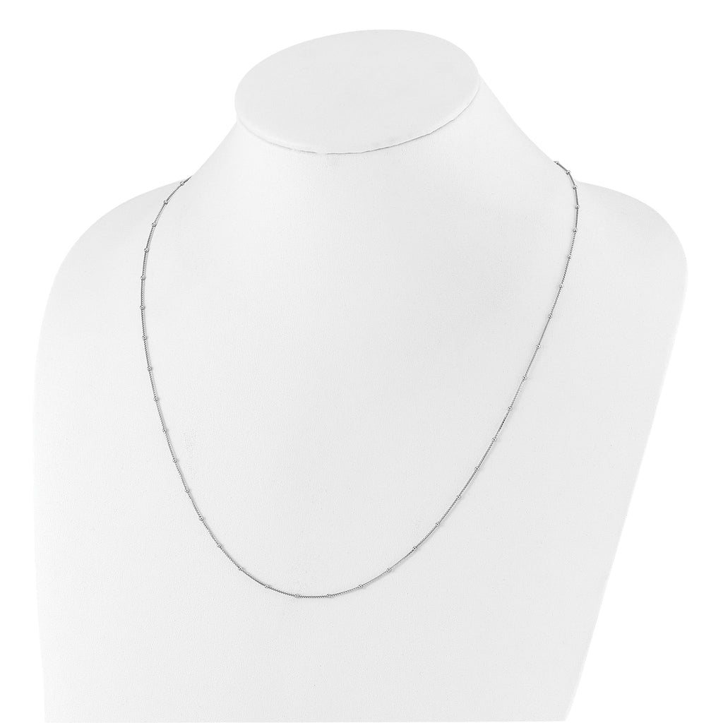 Sterling Silver RH-plt Adjustable 1.5mm Beaded D/C Box Chain