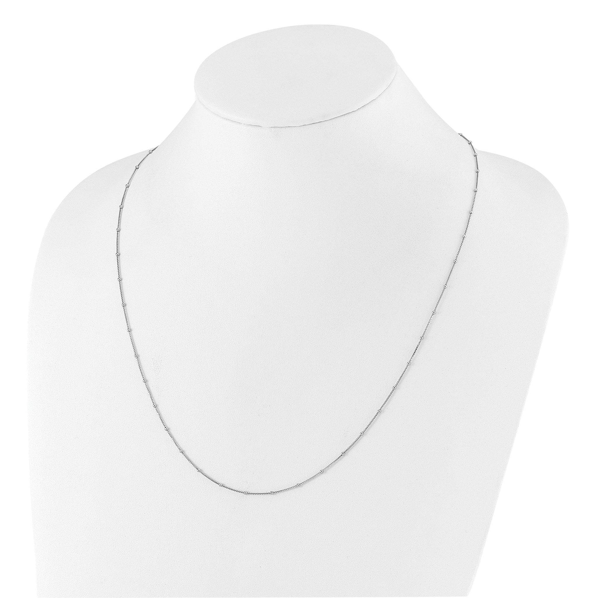 Sterling Silver RH-plt Adjustable 1.5mm Beaded D/C Box Chain