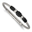 Stainless Steel Brushed and Polished Black IP-plated and Black Rubber Adjustable 8 to Bracelet