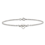 Sterling Silver Puffed Heart Anklet