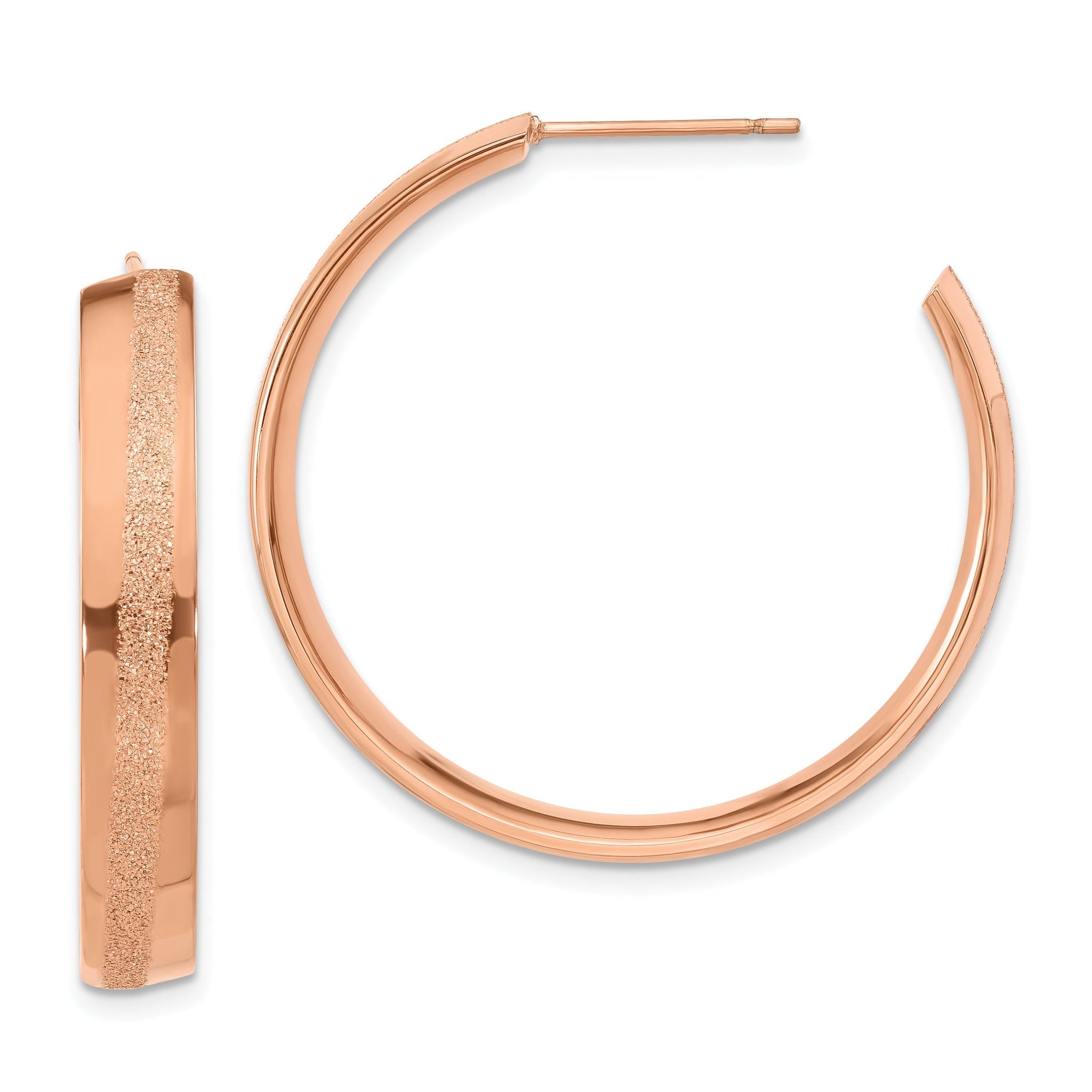 Stainless Steel Rose Gold-Tone Polished Round C-Hoop Earrings for Women Main image