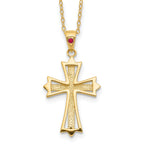 Sophia Jewelers Gold-Plated Sterling Silver Ruby Diamond Cross Necklace