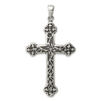 Sterling Silver 925 Thorn Cross Pendant with Antiqued Polished Finish