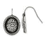 Stainless Steel Polished & Antiqued Oval Drop Dangle Earrings for Women
