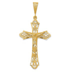 14K Gold Satin Diamond-Cut Crucifix Pendant Elegant Design