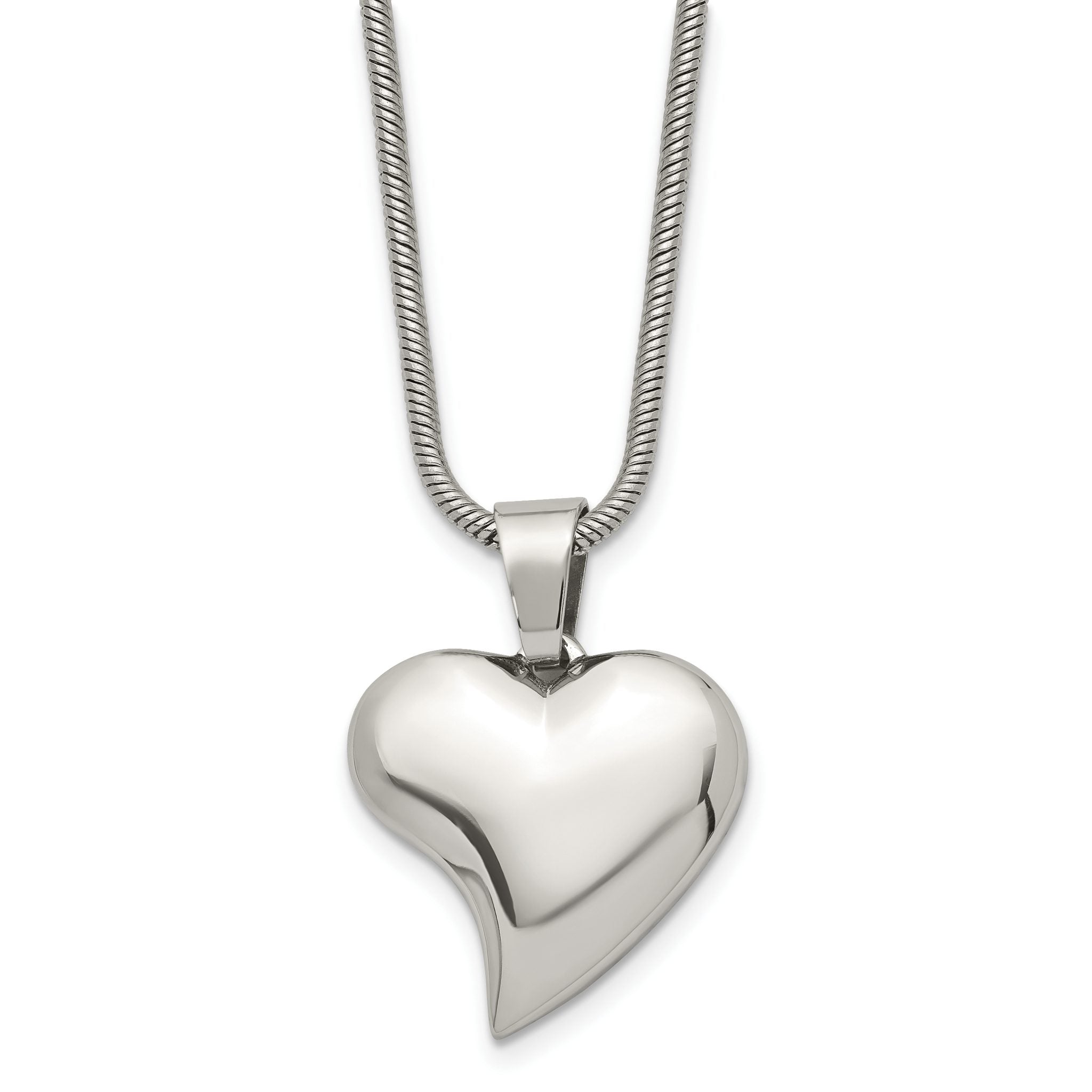 Chisel Stainless Steel Polished Heart Pendant on an 18 inch Snake Chain Necklace Main image