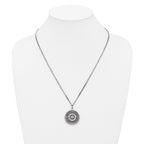 Chisel Stainless Steel Polished Black IP-plated Compass Pendant on a 22 inch Curb Chain Necklace