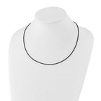 Black Leather Cord Necklace in Stainless Steel, 18"