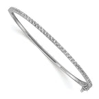 Sterling Silver CZ Hinged Bangle Bracelet with Rhodium Polish